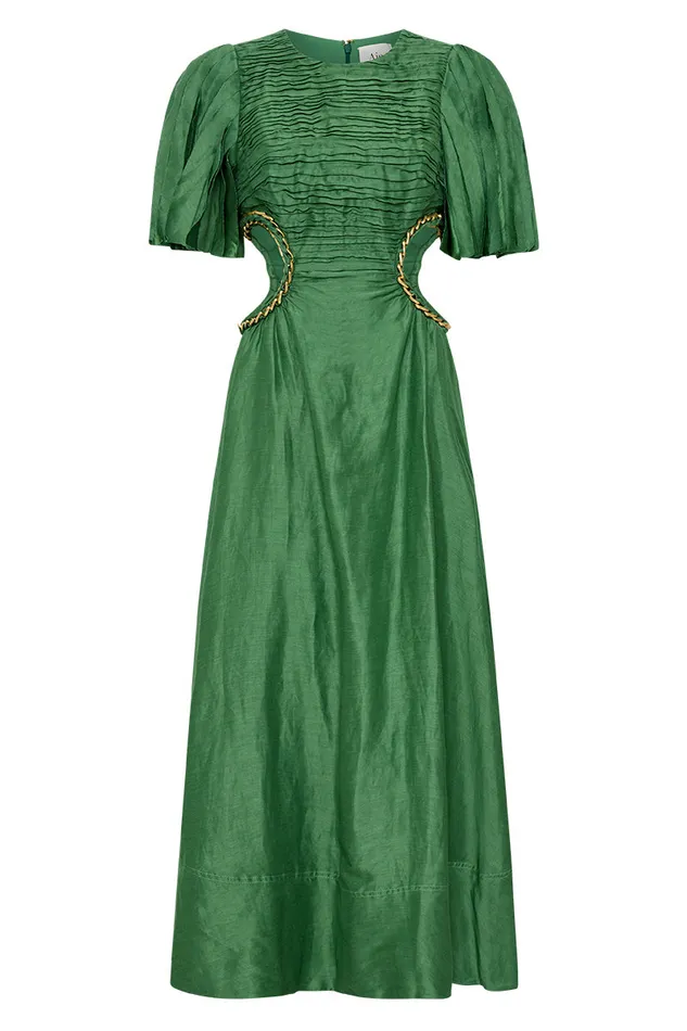 Women Monica Chainlink Midi Dress Forest Green Aje Dresses