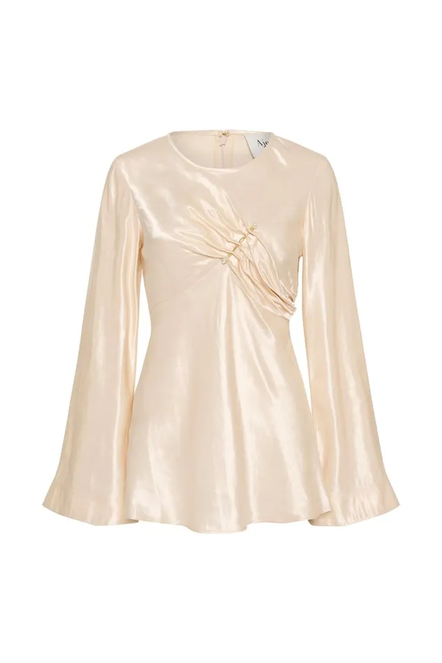 Women Moonglade Pierced Top Coconut Cream Aje Tops