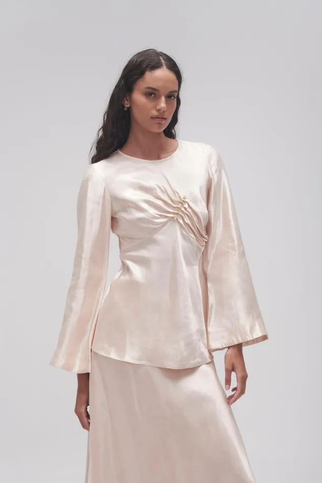 Women Moonglade Pierced Top Coconut Cream Aje Tops
