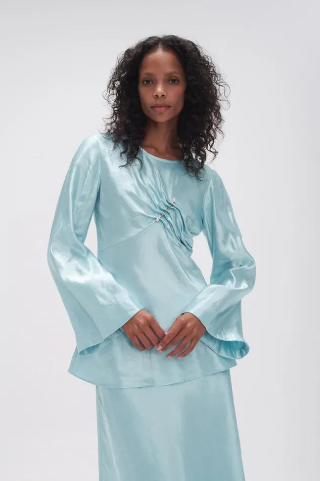 Women Moonglade Pierced Top Spearmint Blue Aje Tops