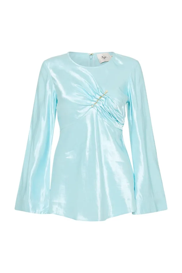 Women Moonglade Pierced Top Spearmint Blue Aje Tops