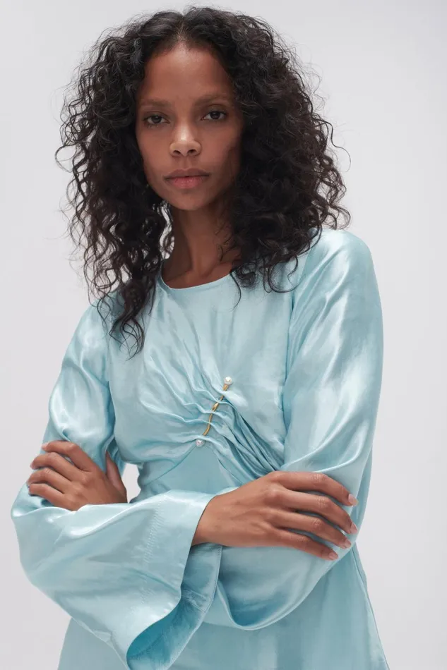 Women Moonglade Pierced Top Spearmint Blue Aje Tops