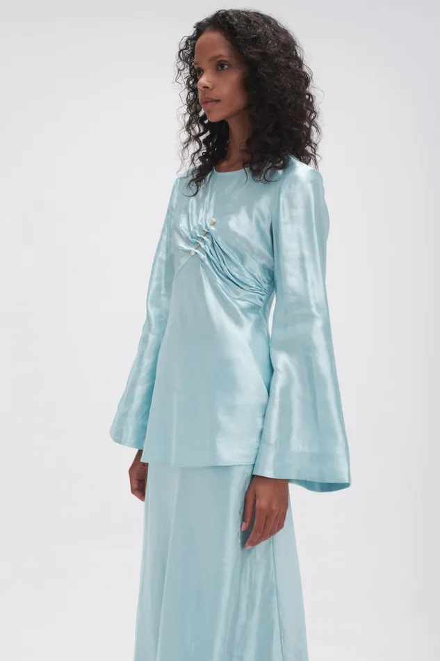 Women Moonglade Pierced Top Spearmint Blue Aje Tops