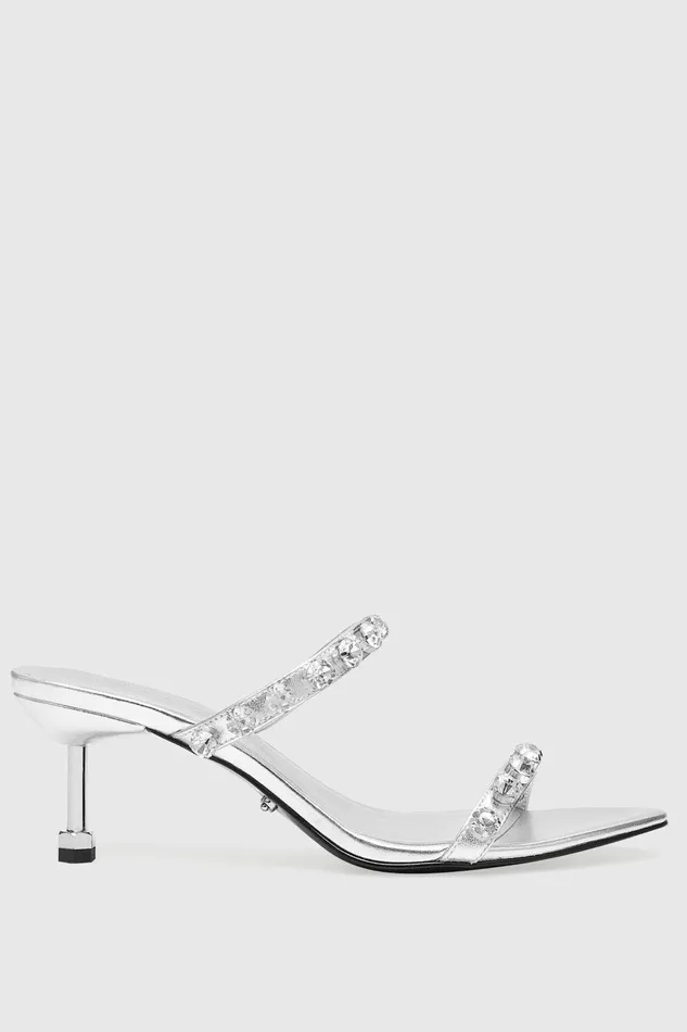 Women Mules Rebecca Minkoff Juliana Crystal Mule Silver