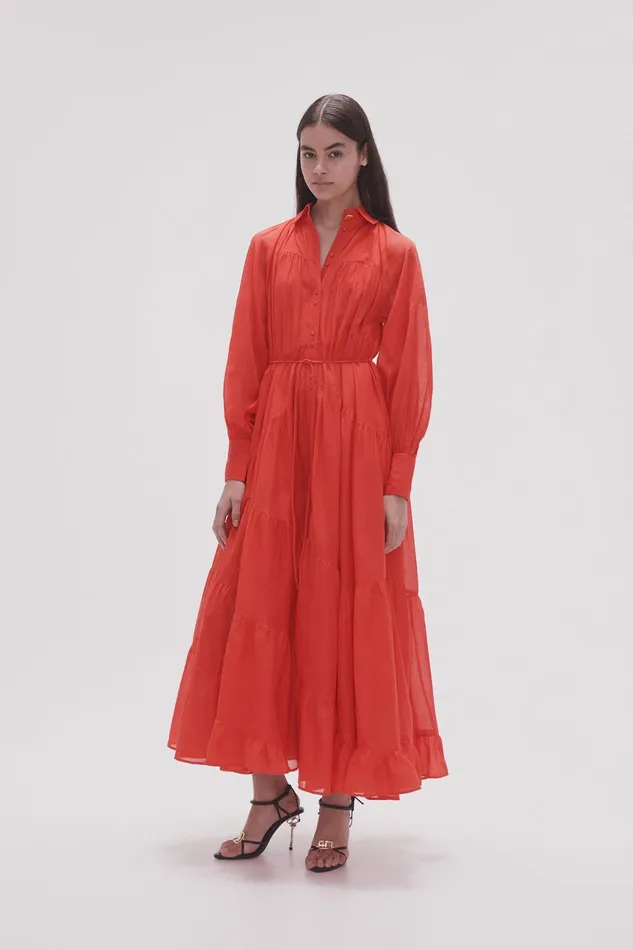 Women Musing Smock Maxi Dress Scarlet Red Aje Dresses
