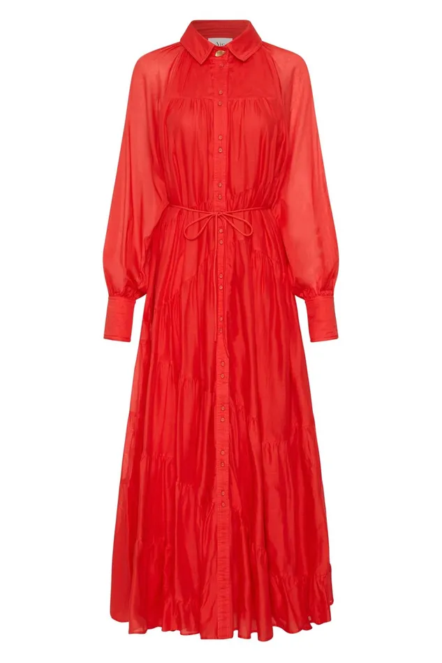 Women Musing Smock Maxi Dress Scarlet Red Aje Dresses