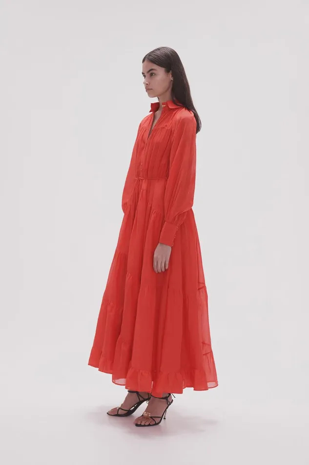 Women Musing Smock Maxi Dress Scarlet Red Aje Dresses