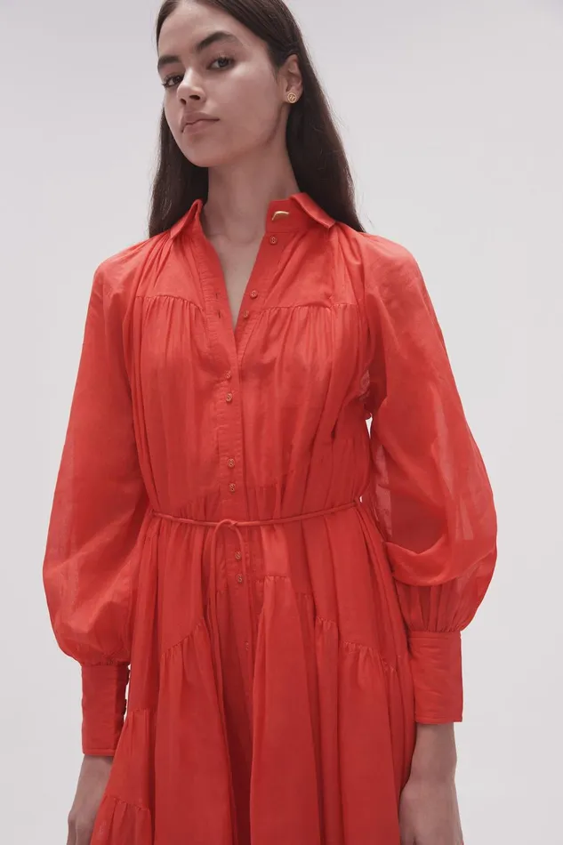Women Musing Smock Maxi Dress Scarlet Red Aje Dresses