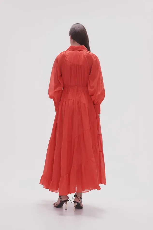 Women Musing Smock Maxi Dress Scarlet Red Aje Dresses