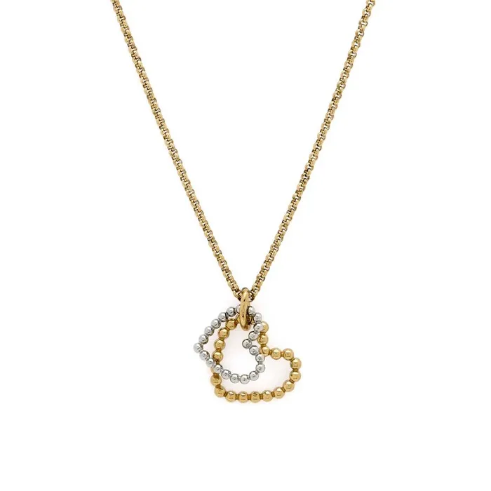 Women Necklaces Olivia Burton Beaded Heart Gold Plated and Silver Necklace