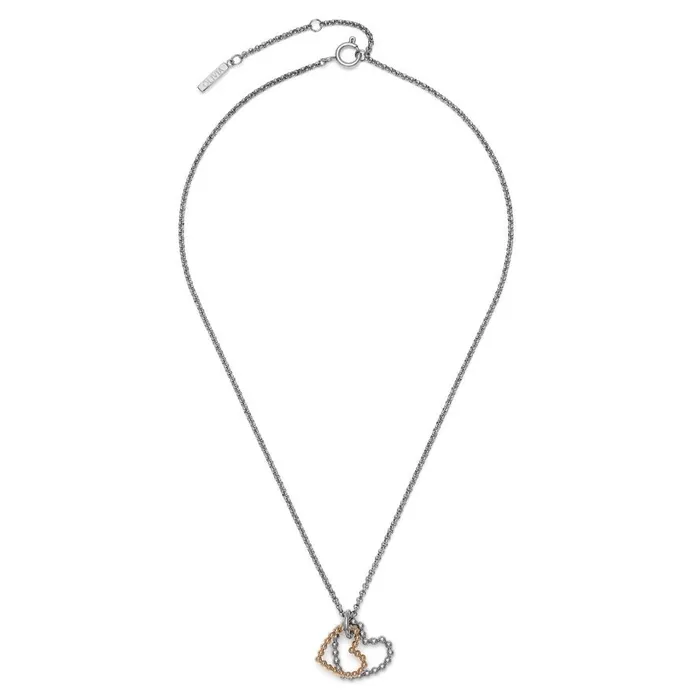 Women Necklaces Olivia Burton Beaded Heart Silver and Rose Gold Plated Necklace Women Necklaces Olivia Burton Beaded Heart Silver and Rose Gold Plated Necklace