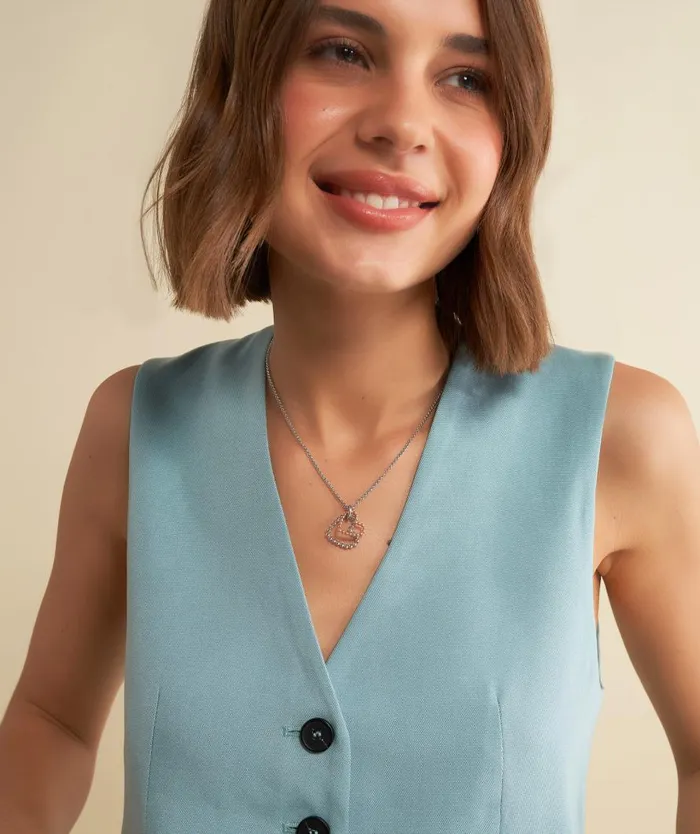 Women Necklaces Olivia Burton Beaded Heart Silver and Rose Gold Plated Necklace Women Necklaces Olivia Burton Beaded Heart Silver and Rose Gold Plated Necklace