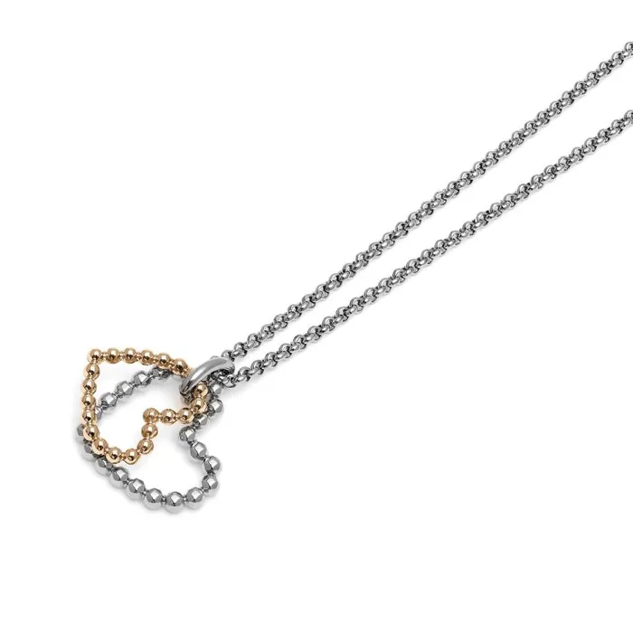Women Necklaces Olivia Burton Beaded Heart Silver and Rose Gold Plated Necklace Women Necklaces Olivia Burton Beaded Heart Silver and Rose Gold Plated Necklace