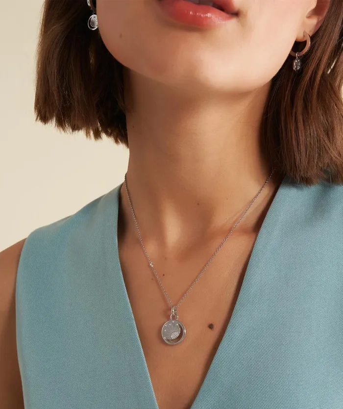 Women Necklaces Olivia Burton Celestial Sun Silver Tone Pendant Necklace