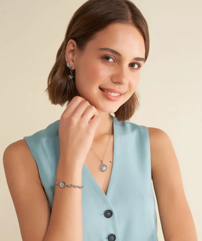 Women Necklaces Olivia Burton Celestial Sun Silver Tone Pendant Necklace