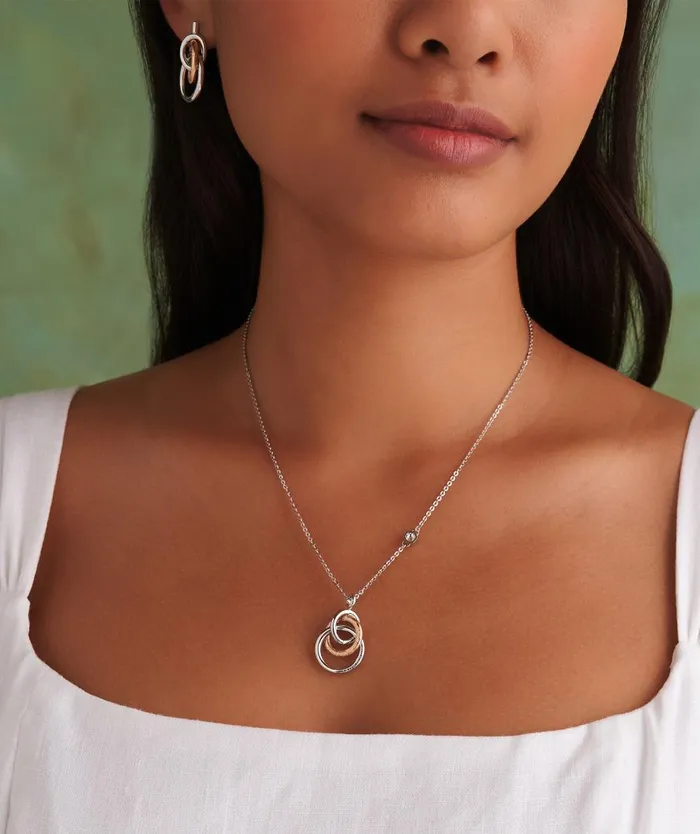 Women Necklaces Olivia Burton Encircle Silver and Rose Gold Plated Pendant Necklace Women Necklaces Olivia Burton Encircle Silver and Rose Gold Plated Pendant Necklace