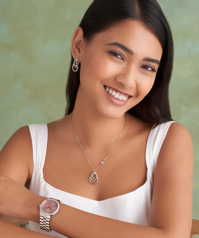 Women Necklaces Olivia Burton Encircle Silver and Rose Gold Plated Pendant Necklace Women Necklaces Olivia Burton Encircle Silver and Rose Gold Plated Pendant Necklace