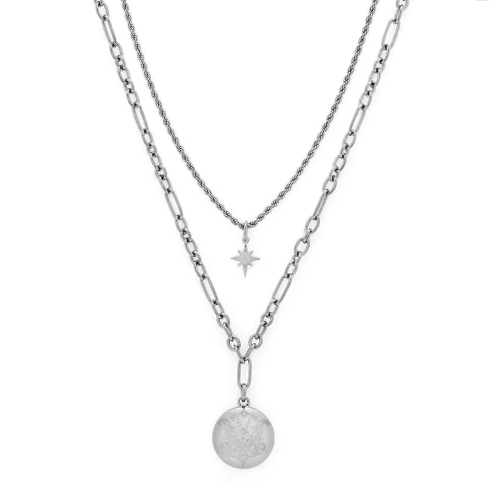 Women Necklaces Olivia Burton Ever Stacked Silver Tone MultiChain Necklace