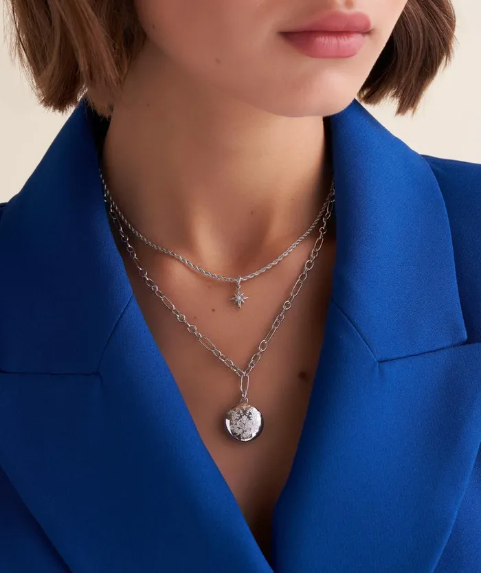 Women Necklaces Olivia Burton Ever Stacked Silver Tone MultiChain Necklace