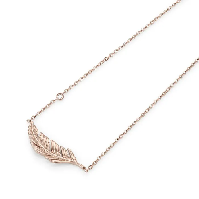 Women Necklaces Olivia Burton Feather Rose Gold Plated Necklace