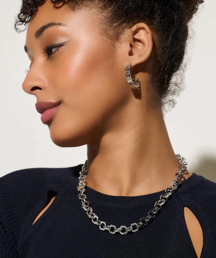 Women Necklaces Olivia Burton Honeycomb Silver Link Necklace