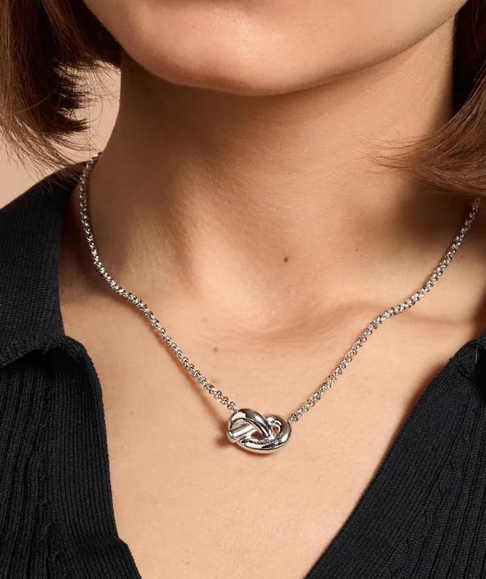 Women Necklaces Olivia Burton Lovers Knot Silver Tone Necklace