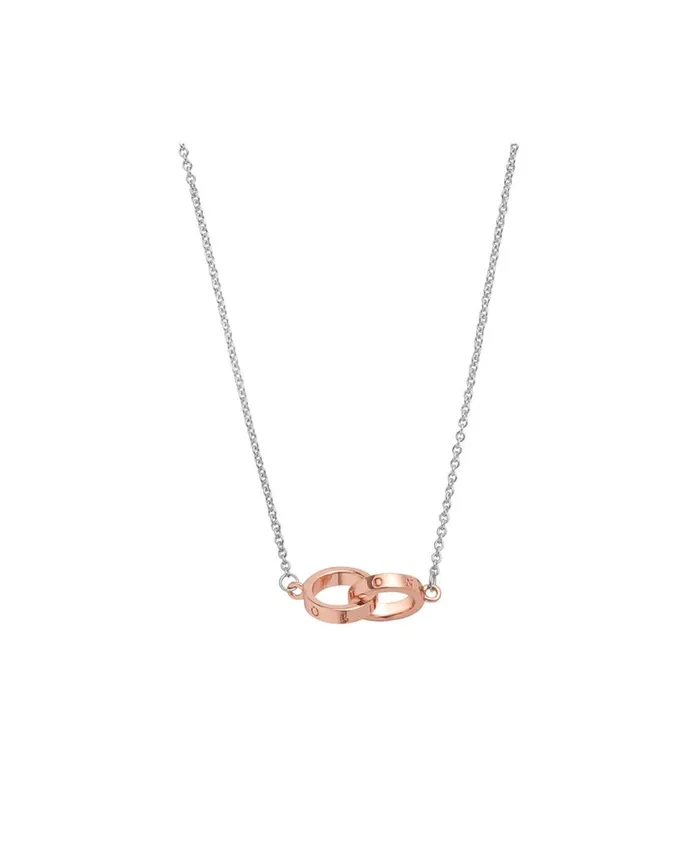 Women Necklaces Olivia Burton Silver and Rose Gold Interlink Necklace