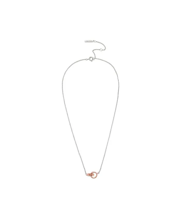 Women Necklaces Olivia Burton Silver and Rose Gold Interlink Necklace