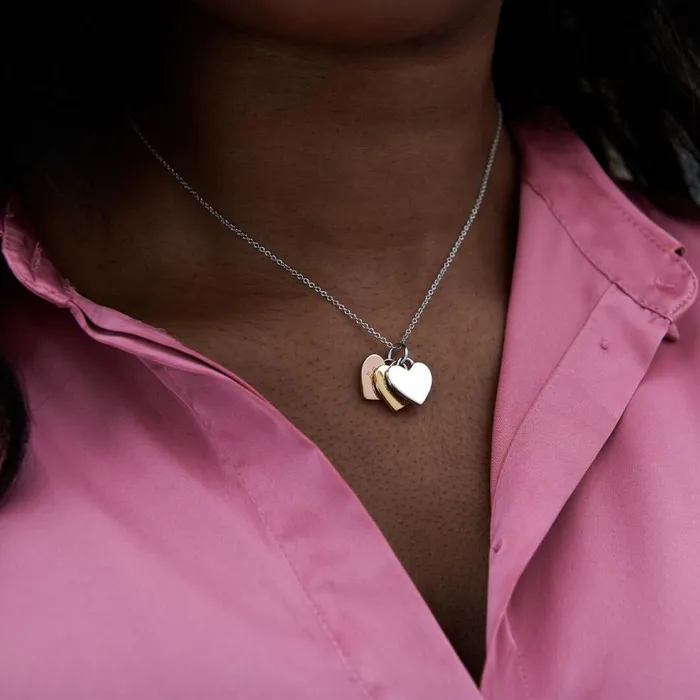Women Necklaces Olivia Burton Tri Tone Heart Necklace