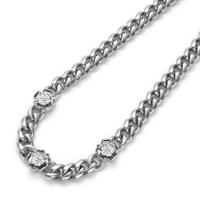 Women Necklaces Olivia Burton Tudor Rose Silver Tone Link Chain Necklace