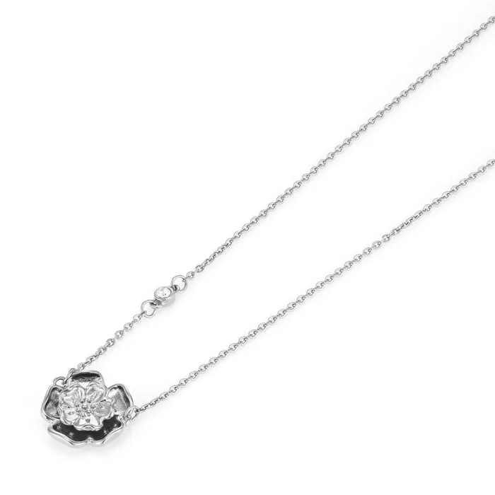 Women Necklaces Olivia Burton Tudor Rose Silver Tone Pendant Necklace