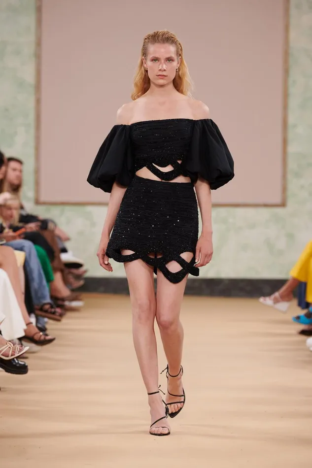 Women New Catara Sequin Mini Skirt Black Aje Skirts