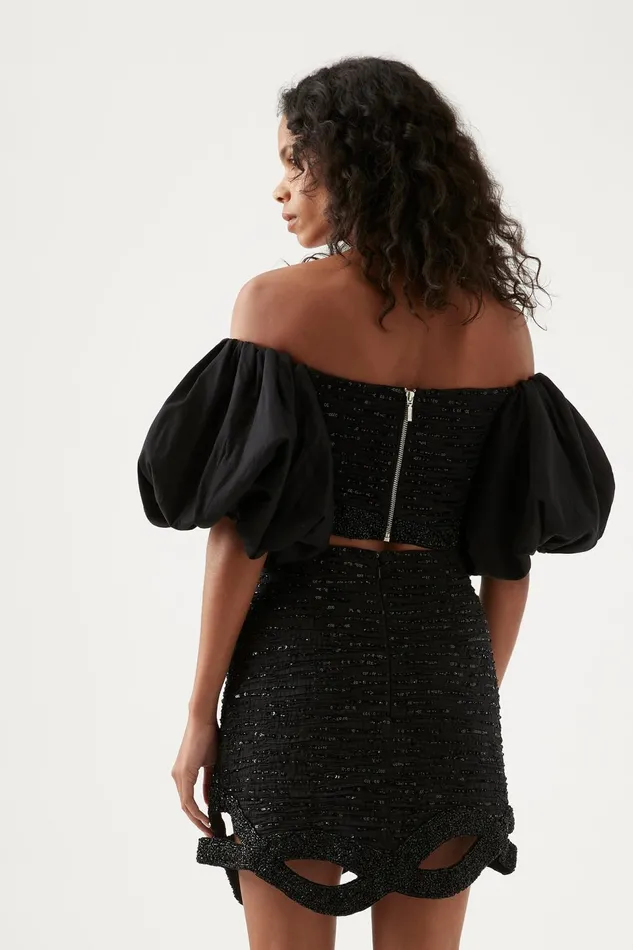 Women New Catara Sequin Mini Skirt Black Aje Skirts