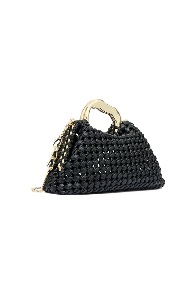 Women New Weave Frame Bag Black Aje Handbags and Wallets
