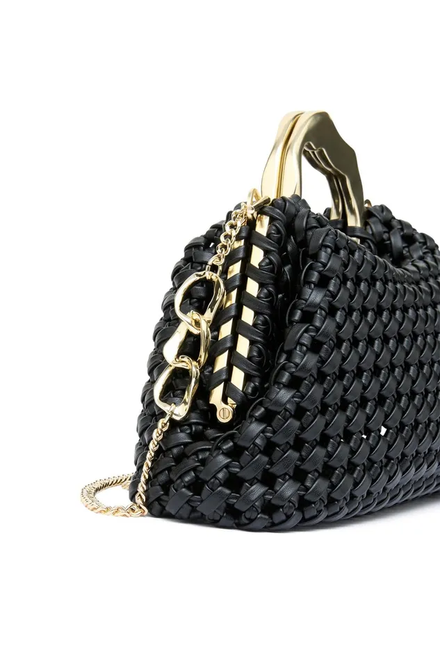 Women New Weave Frame Bag Black Aje Handbags and Wallets
