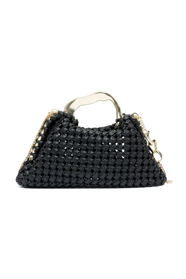 Women New Weave Frame Bag Black Aje Handbags and Wallets