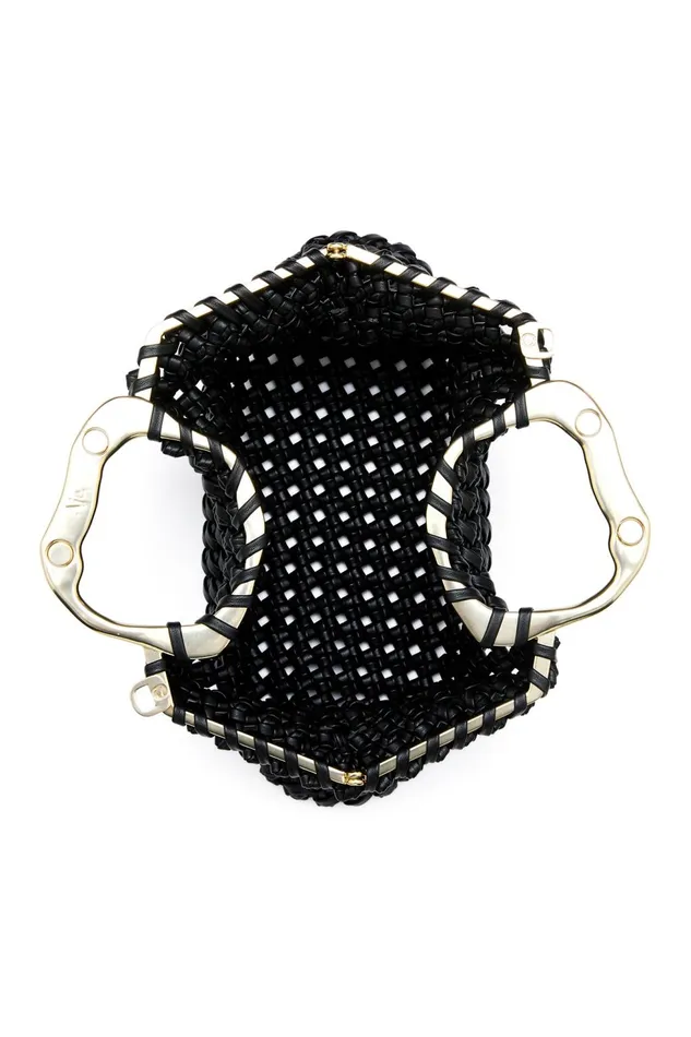 Women New Weave Frame Bag Black Aje Handbags and Wallets