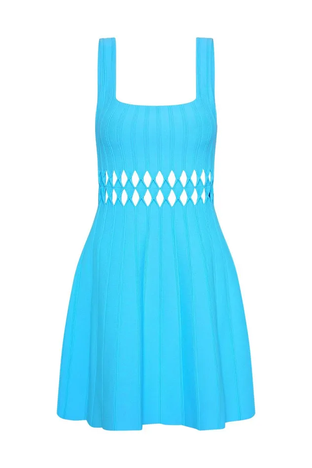 Women Ney Diamond Cut Out Mini Dress Cerulean Blue Aje Dresses