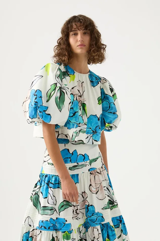 Women Ney Pin Tuck Detail Top Cool Camellia Aje Tops