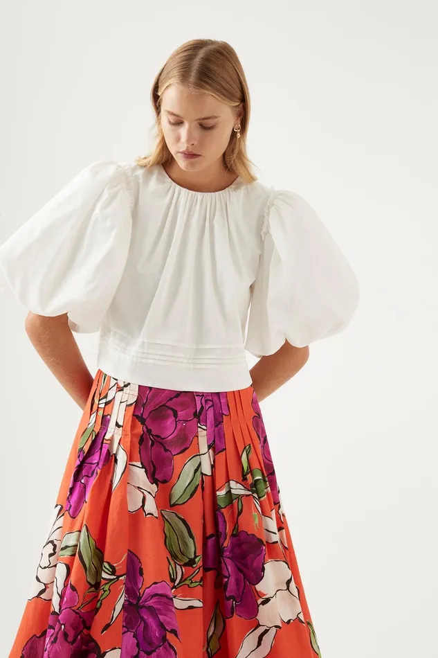 Women Ney Pin Tuck Detail Top Ivory Aje Tops