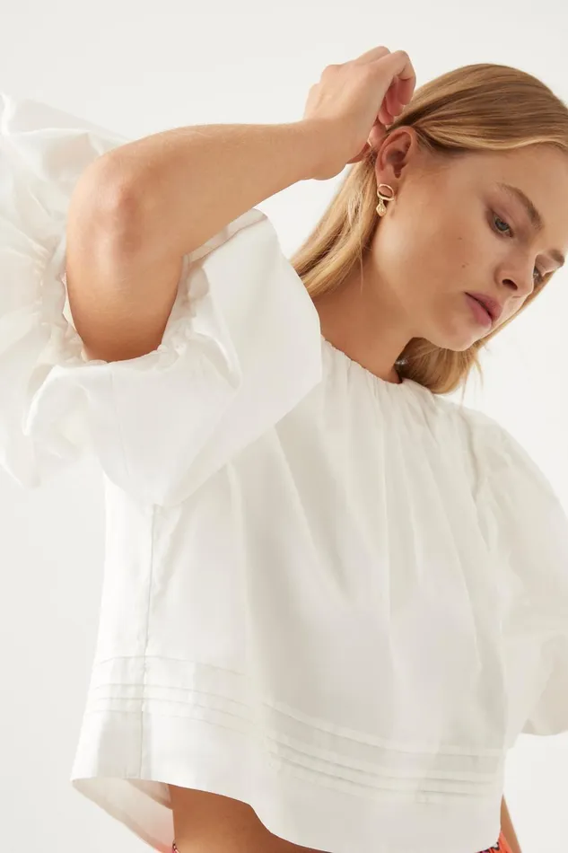 Women Ney Pin Tuck Detail Top Ivory Aje Tops