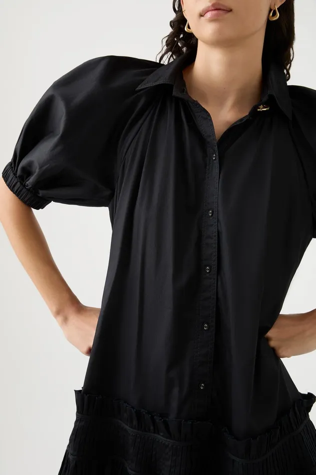 Women Novella Midi Smock Dress Black Aje Dresses