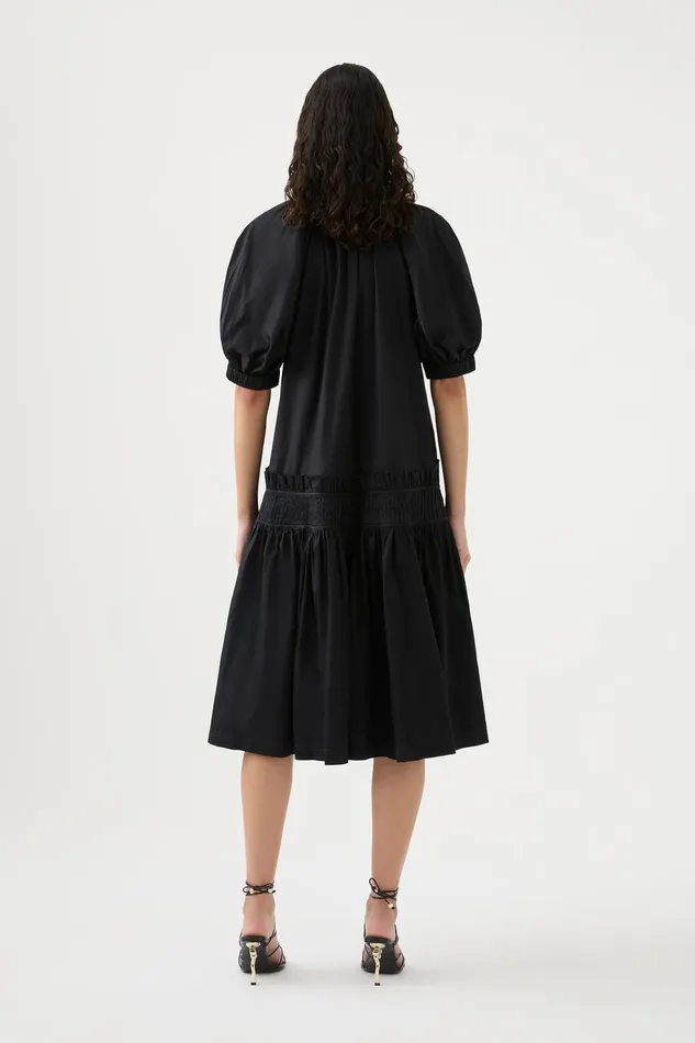 Women Novella Midi Smock Dress Black Aje Dresses