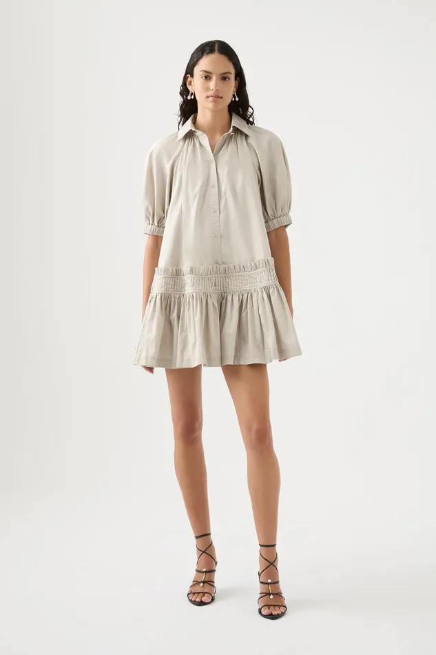 Women Novella Mini Smock Dress Sandstone Beige Aje Dresses