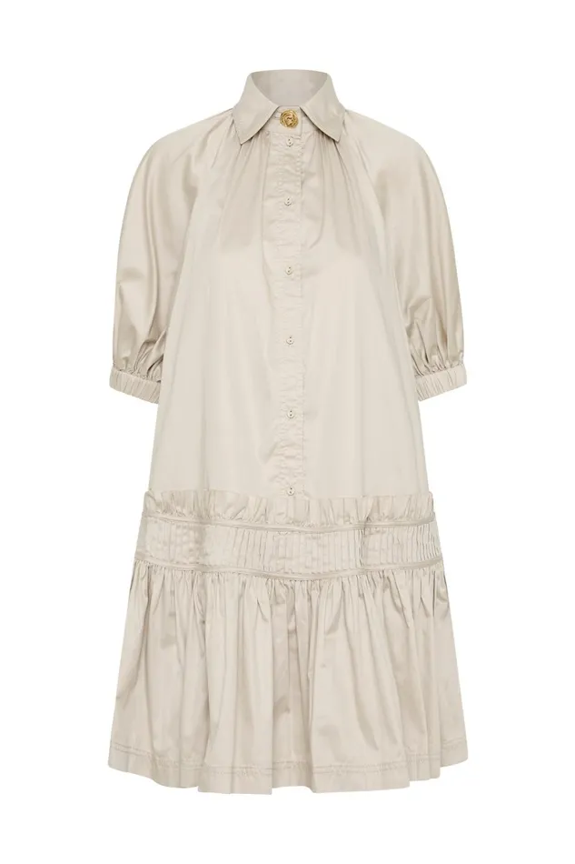 Women Novella Mini Smock Dress Sandstone Beige Aje Dresses