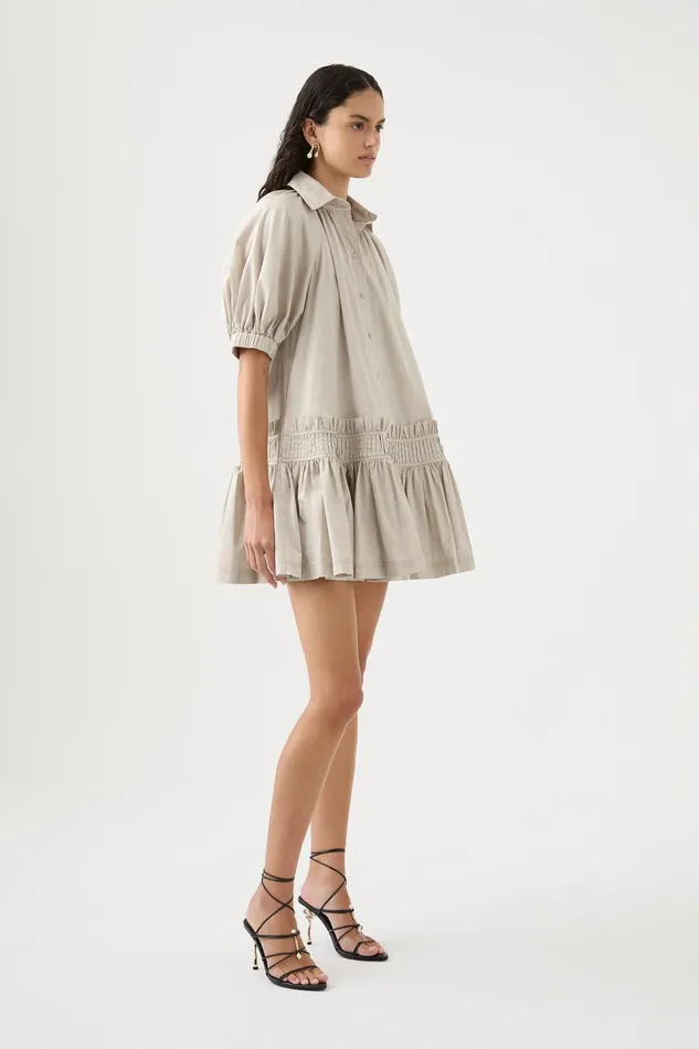 Women Novella Mini Smock Dress Sandstone Beige Aje Dresses