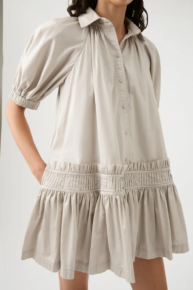 Women Novella Mini Smock Dress Sandstone Beige Aje Dresses