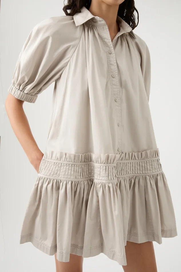 Women Novella Mini Smock Dress Sandstone Beige Aje Dresses
