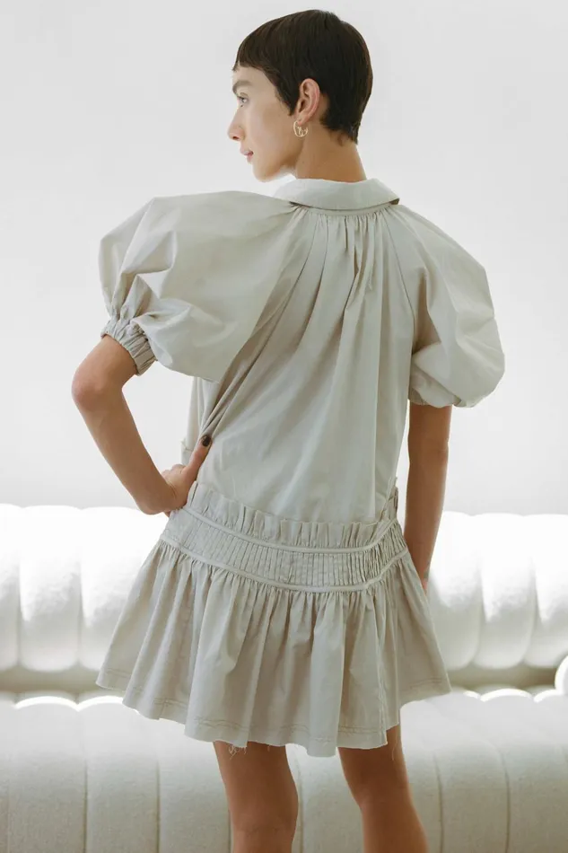Women Novella Mini Smock Dress Sandstone Beige Aje Dresses
