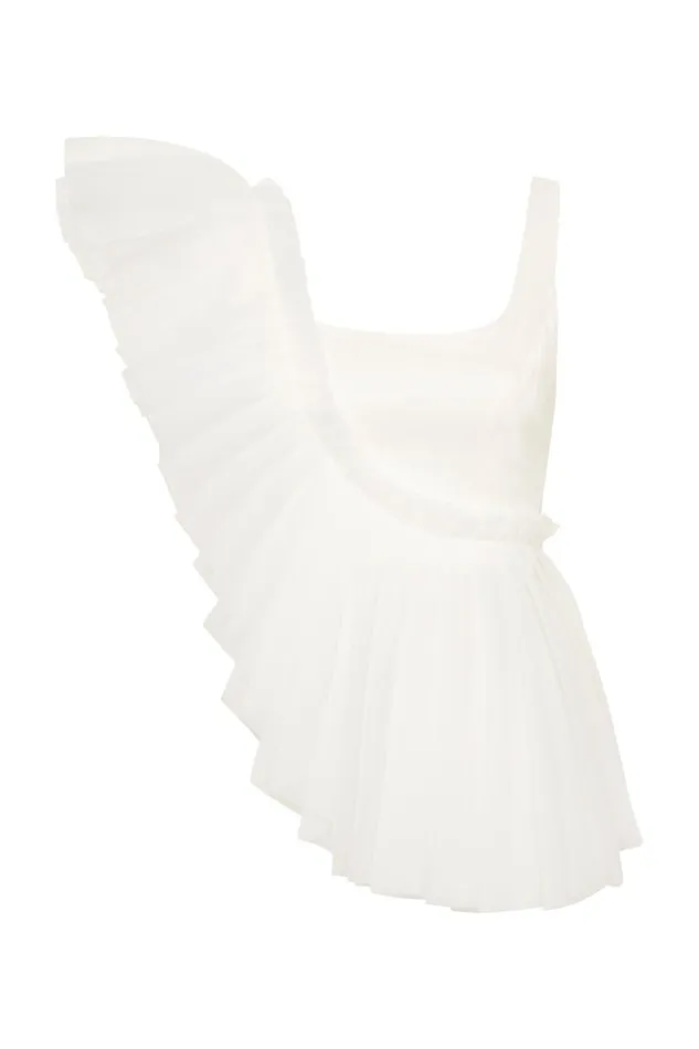 Women Orbit Sculptural Pleated Top Ivory Aje Tops